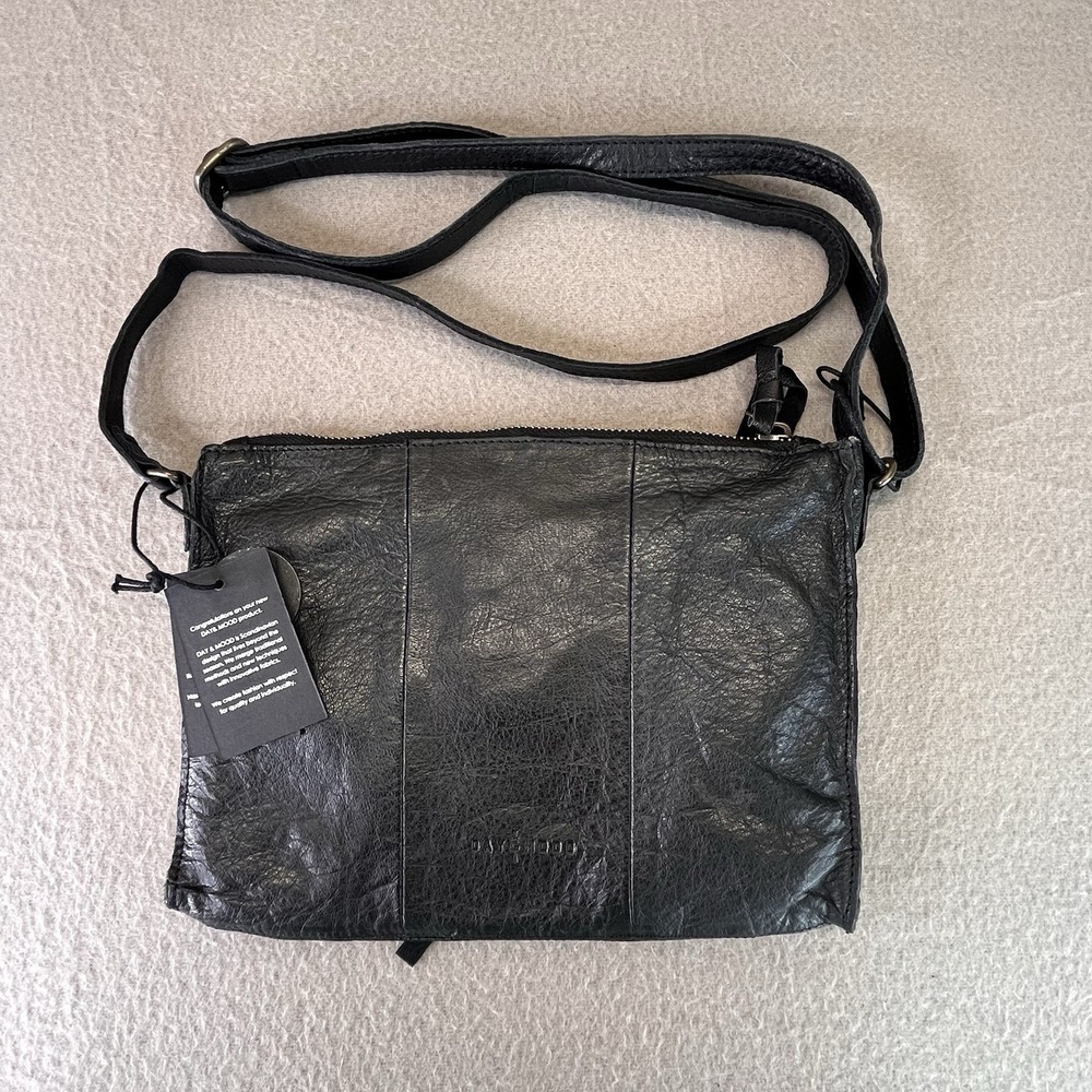 Day & Mood Anni Crossbody Bag Leather Black 9" Anthropologie NWT Scandinavian